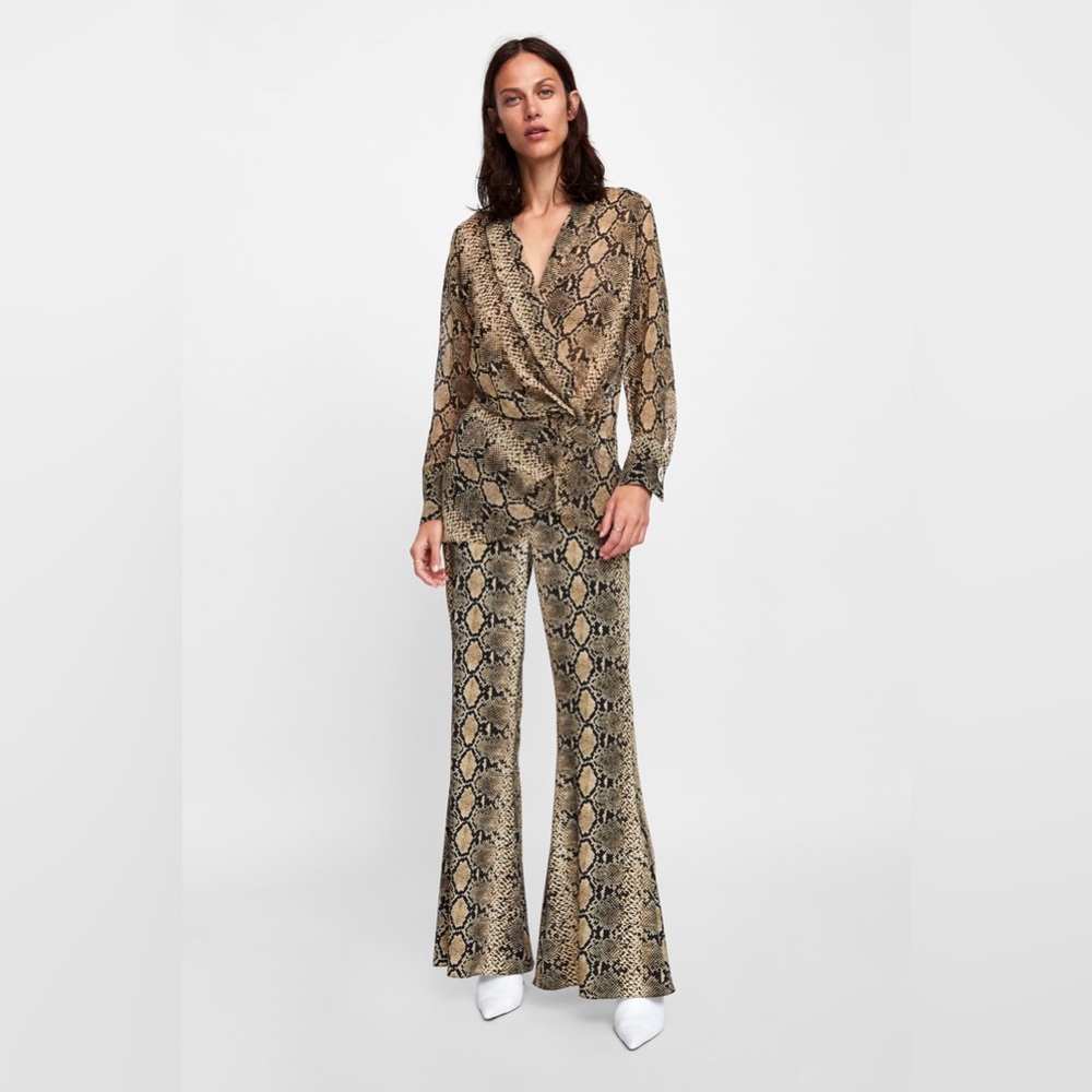 Zara Snake Python Drape Wrap Blouse - image 5